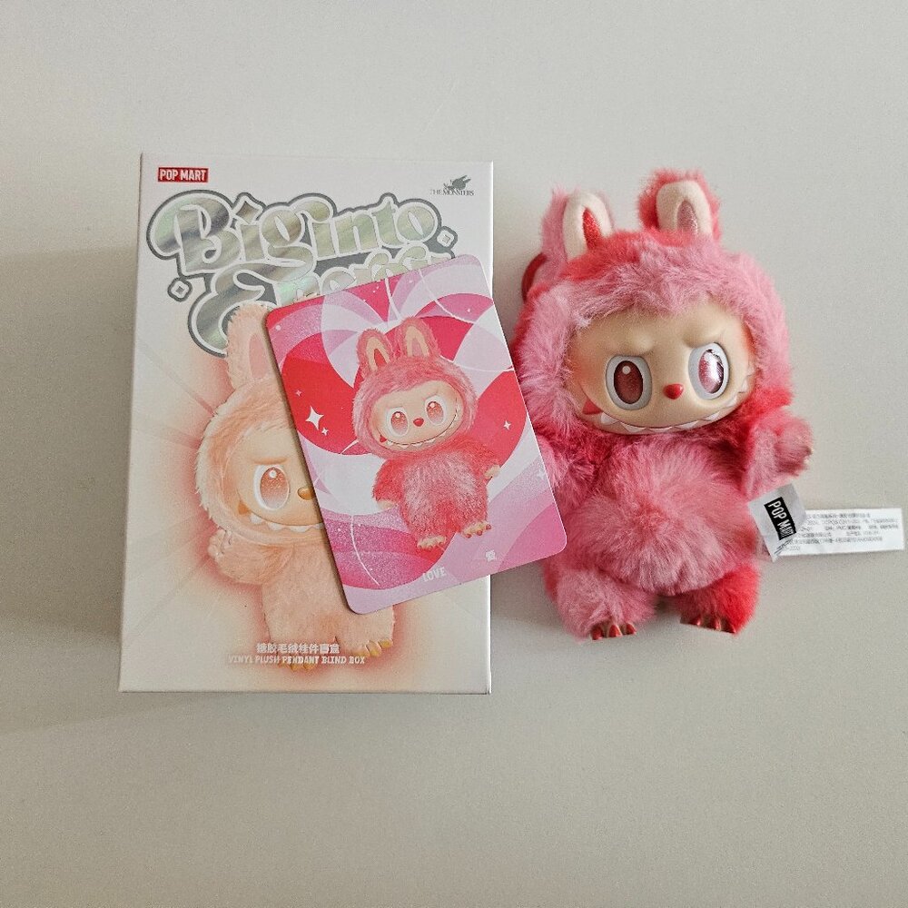 Pop Mart THE MONSTERS Labubu Big into Energy, Love, Plush Pendant, Red